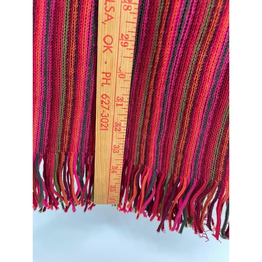 Colorful Striped Knit Scarf Fringe Boho Multicolor Warm Unisex Winter Soft Cozy - Picture 3 of 6
